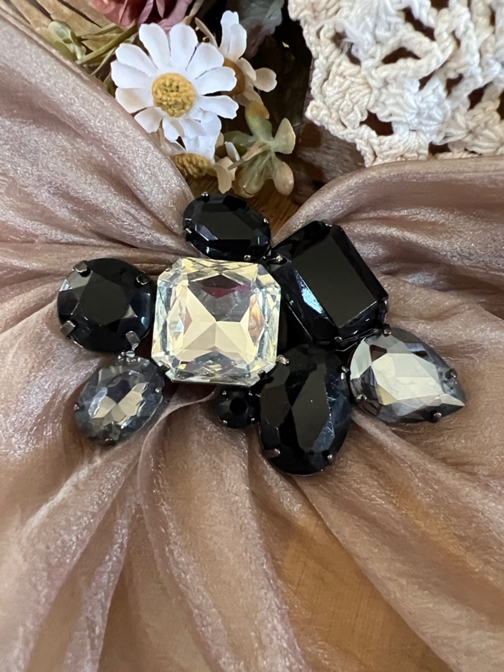 Vintage 90s Sample White House Black Market Chunky Rhinestone Statement Brooch